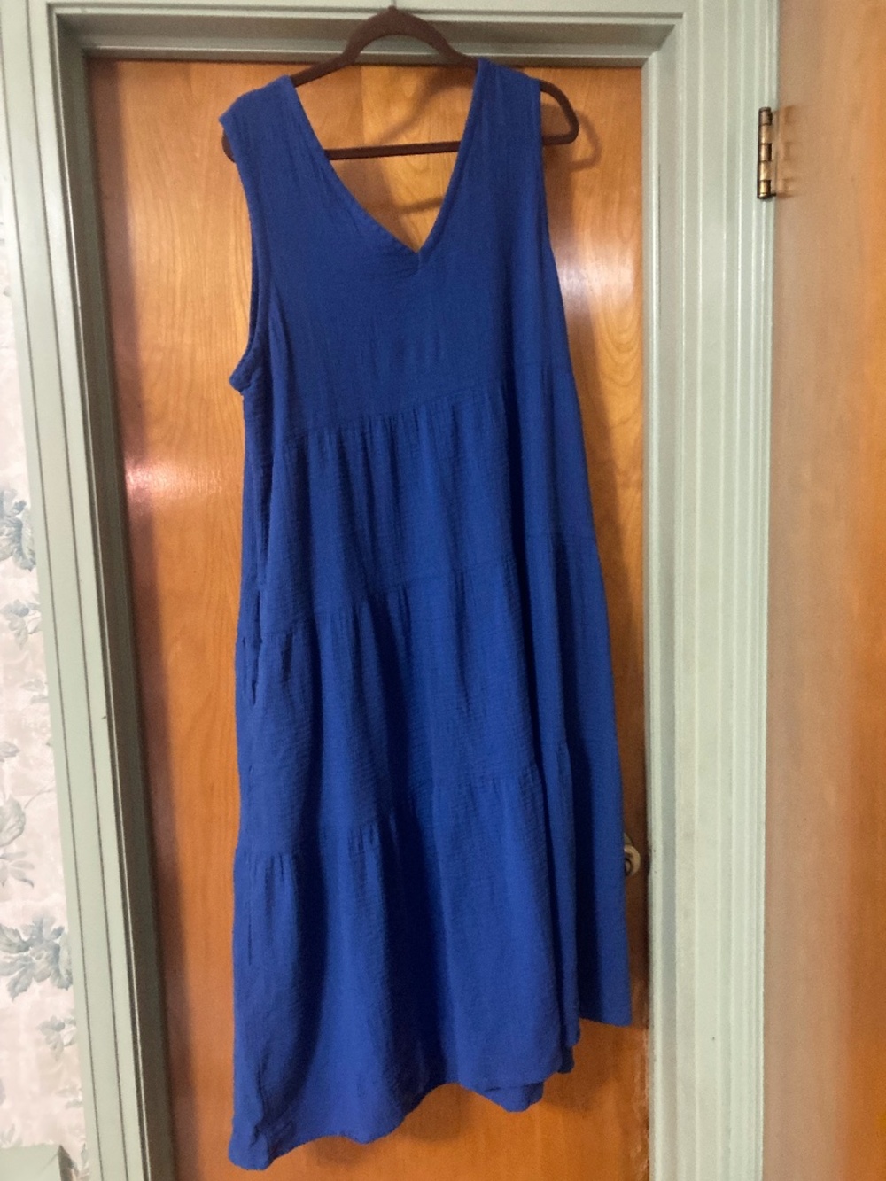Quince 100% Organic Cotton Gauze Tiered Maxi Dress Orchid Blue Size 2X - Picture 3 of 8